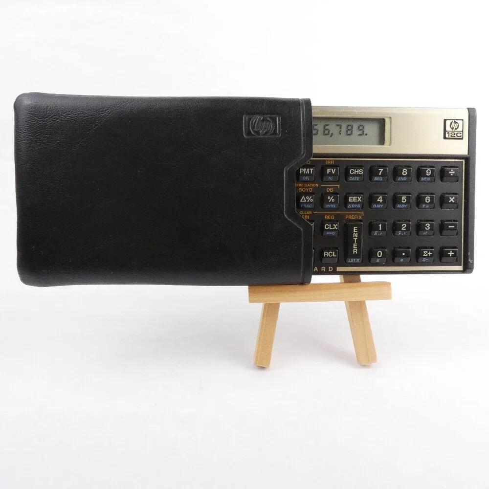 HP 12C Financial Calculator 10-Digit LCD With Case and Batteries Gold Faceplate